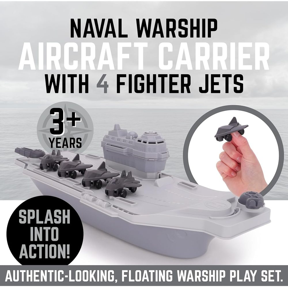 Toyland Aircraft Carrier Playset with 4 Fighter Jets, 17.5 Inch photo 2