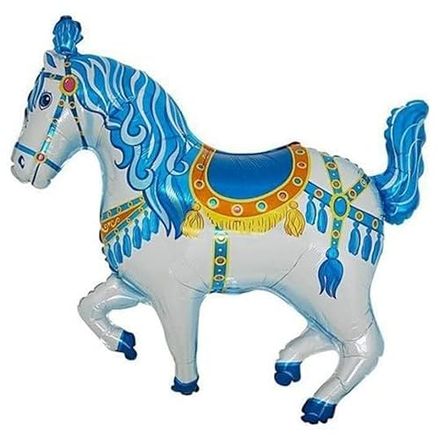 Toyland Blue Carousel Horse Shaped Foil Balloon, 35 Inch