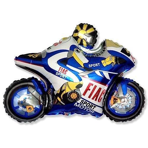 Toyland Blue Moto Racing Motorbike Foil Balloon, 26 Inch