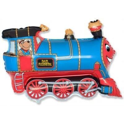 Toyland Blue Train Shaped Foil Balloon, 26 in