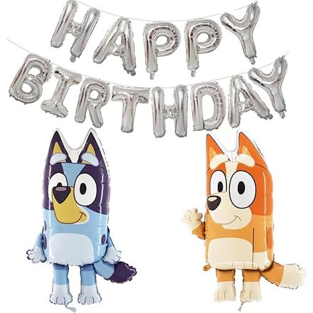 Toyland Bluey and Bingo Balloons with Happy Birthday Banner Pack
