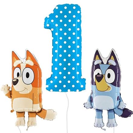 Toyland Bluey and Bingo Balloon Pack with 40-Inch Spotty Number 1