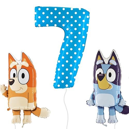 Toyland Bluey and Bingo Balloon Pack with 40 Inch Spotty Number 7
