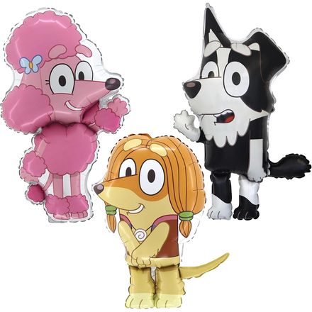 Toyland Bluey Friends Foil Balloons, Mackenzie, Coco and Indy, 3 Pack