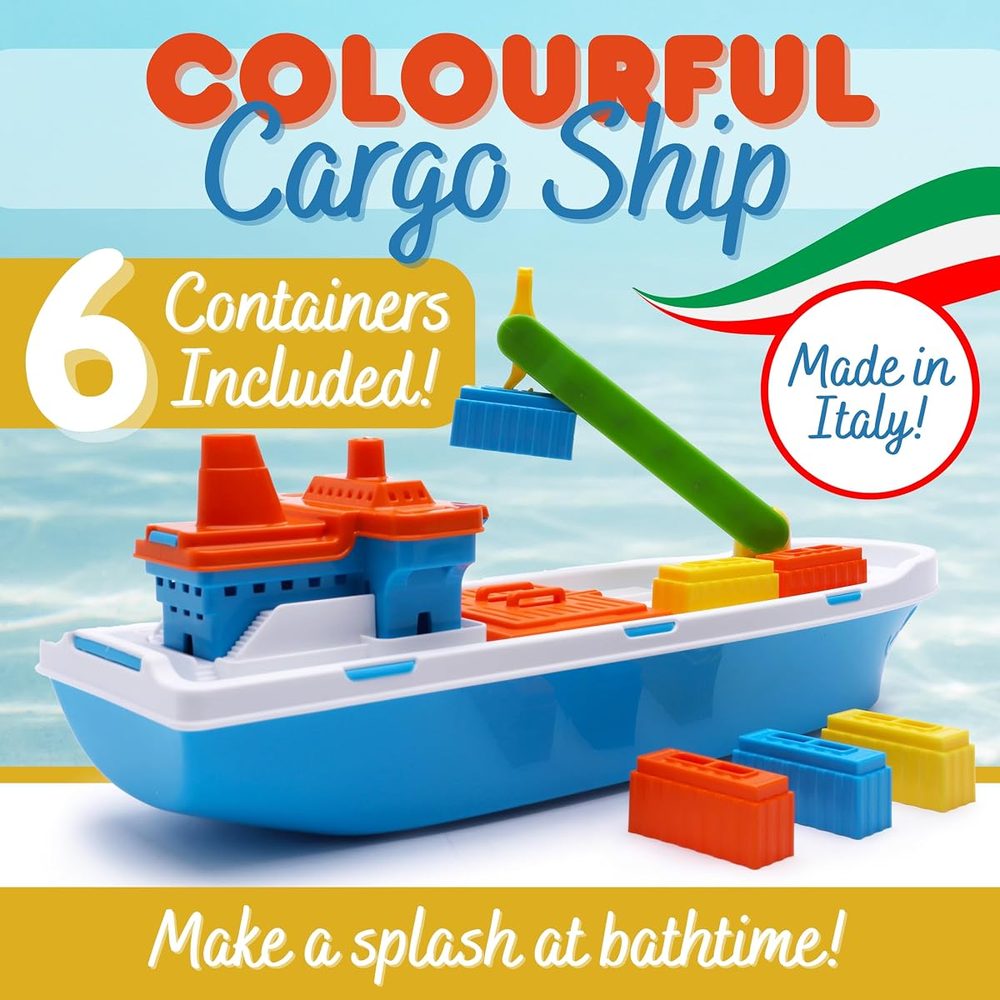 Toyland Cargo Ship Bath Toy with Crane and 6 Containers, 16 Inch photo 2