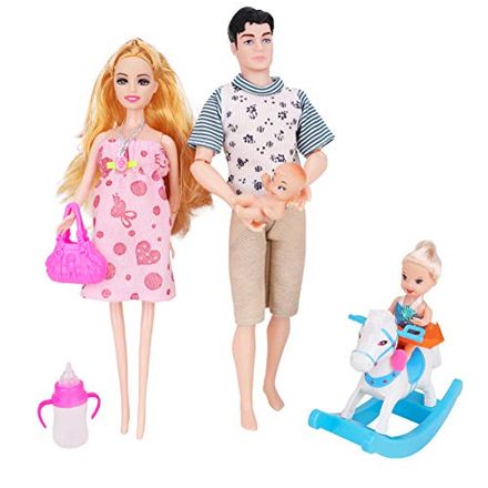 Toyland Doll Family Playset with Mom, Dad, Toddler and Baby