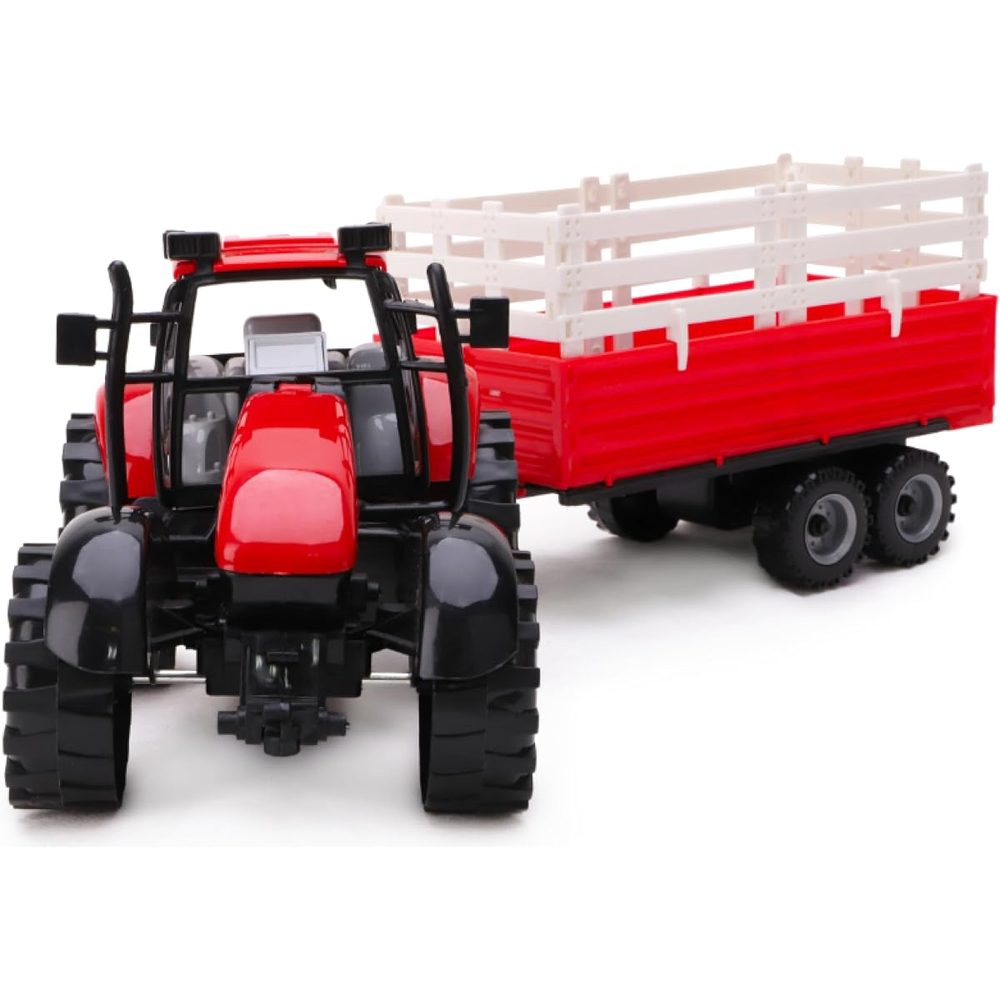 Toyland Friction Powered Red Farm Tractor with Trailer photo 2