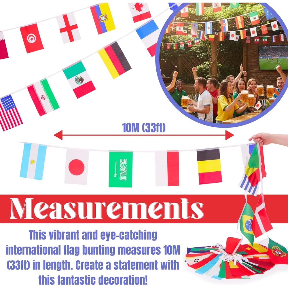 Toyland International Flag Bunting Banner, 33 ft, 32 Nations photo 3