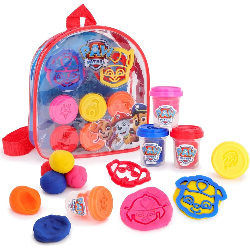 Toyland Paw Patrol Dough Backpack Set, 5 Tubs and 4 Cutters
