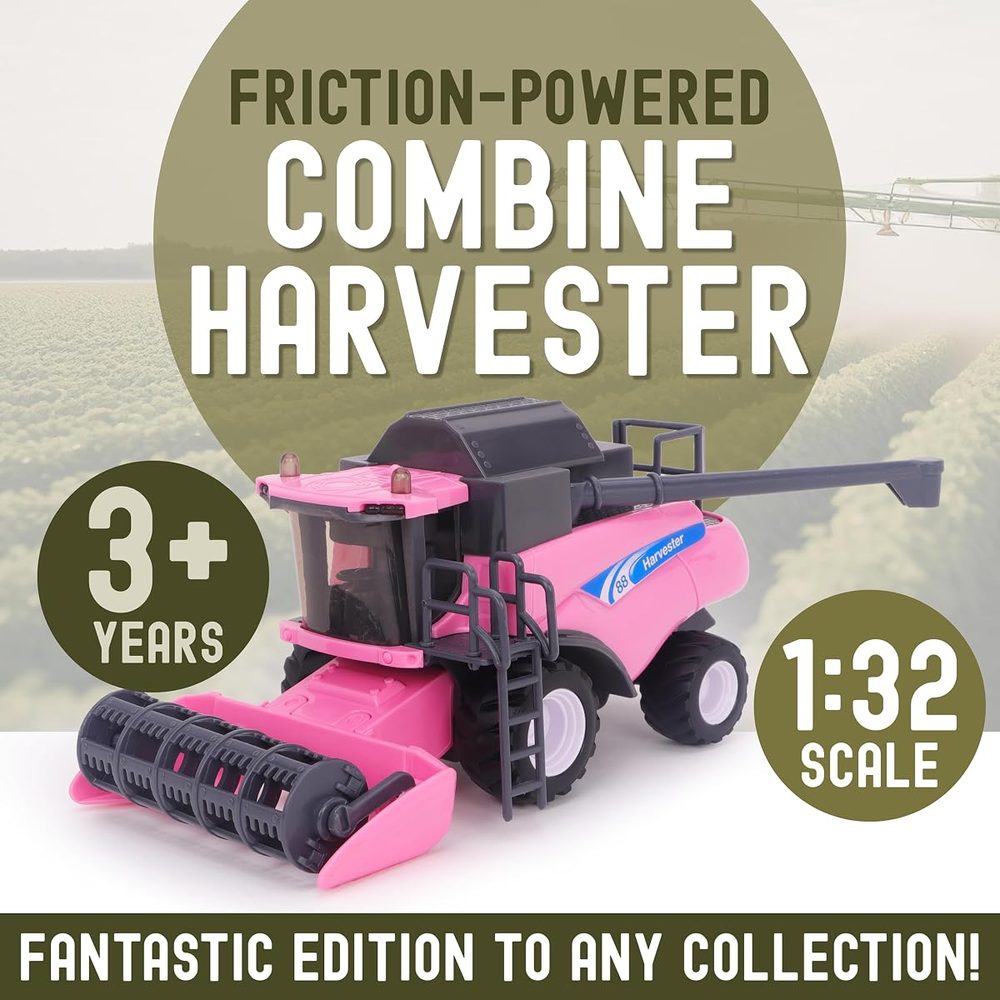 Toyland Pink Combine Harvester Friction Toy, 10 in, 1:32 Scale photo 2