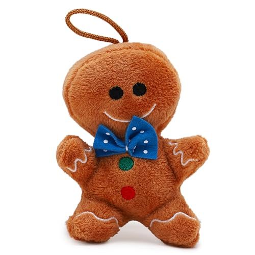 Toyland Plush Gingerbread Man Soft Toy with Blue Bow, 4 Inch