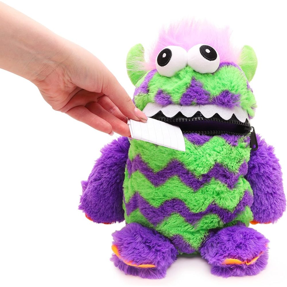 Toyland Purple and Green Worry Monster Plush Soft Toy, 9 Inch photo 2