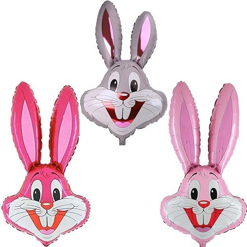 Toyland Rabbit Shaped Foil Balloons, 37 in, Pack of 3 Colors