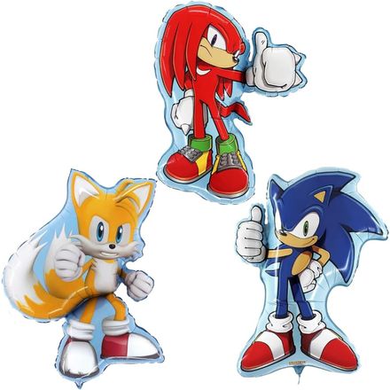 Toyland Sonic, Tails and Knuckles Foil Balloons, Pack of 3