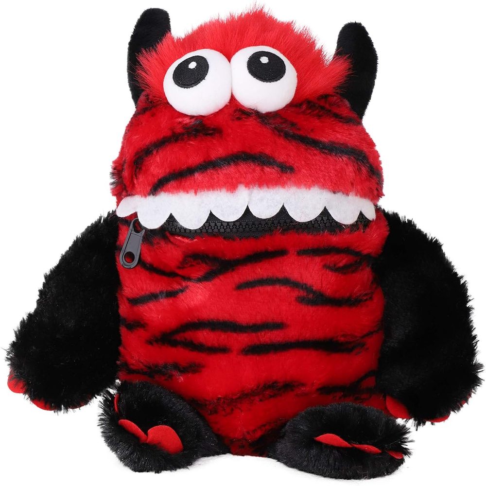 Toyland Worry Monster Plush Soft Toy, 9 Inch, Red and Black
